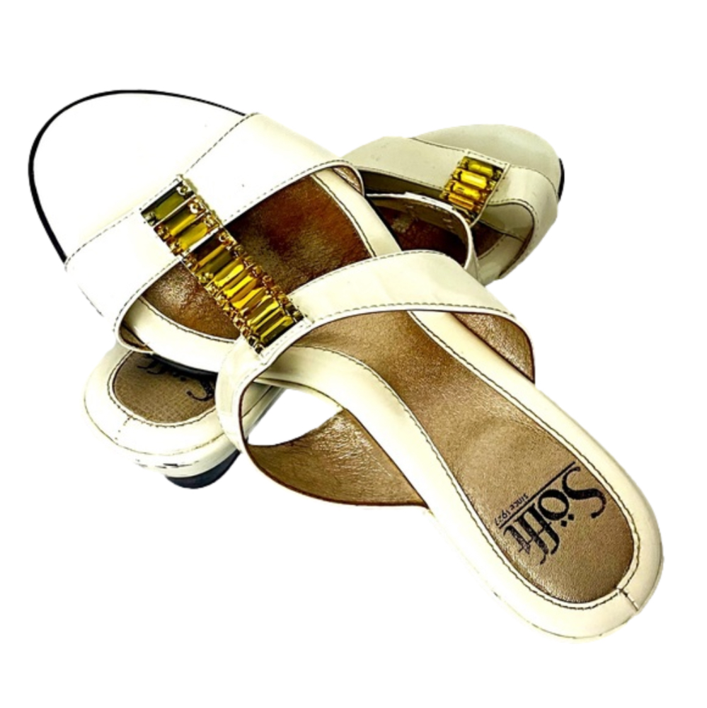 SOFFT - White Sandals 👡 with Gold Stones
